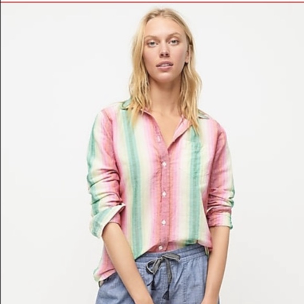 J.crew rainbow stripe button down